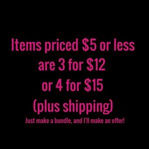 Sale on Items Priced $5 or Less!
